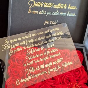 Cutie mare cu flori de sapun si placa plexiglass, pentru nasi