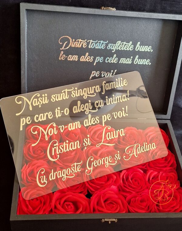 Cutie mare cu flori de sapun si placa plexiglass, pentru nasi - imagine 13
