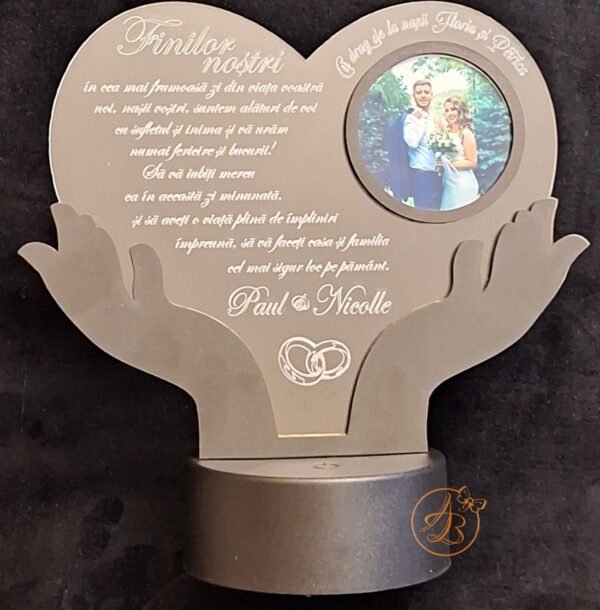 Decor trofeu gravat pentru fini, cu leduri colorate - imagine 9