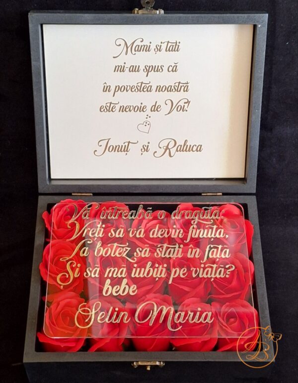Cutie cu flori si placa plexiglass, pentru nasi - imagine 43