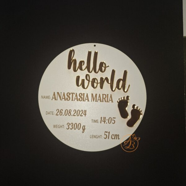 Hello world decor perete cu datele nasterii - imagine 3
