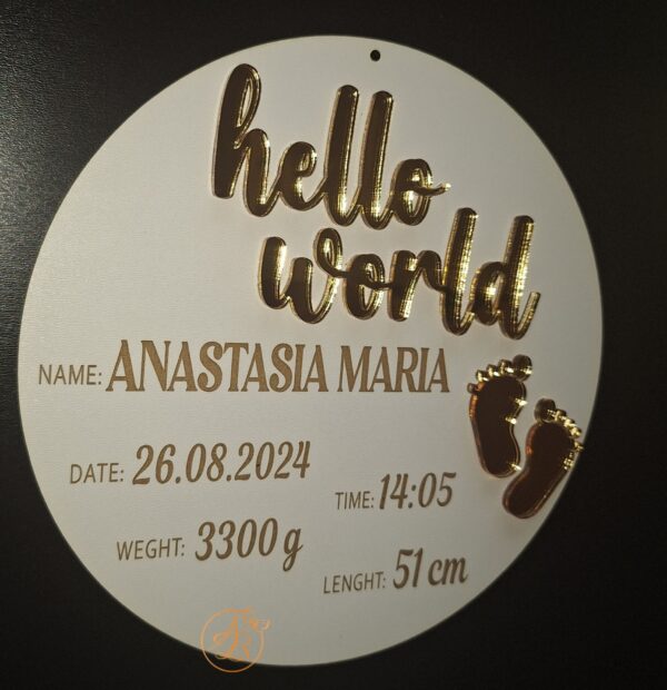 Hello world decor perete cu datele nasterii - imagine 2