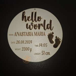 Hello world decor perete cu datele nasterii