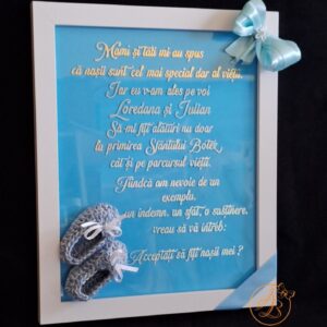 Rama pentru cerere nasi de botez baietel, model 2