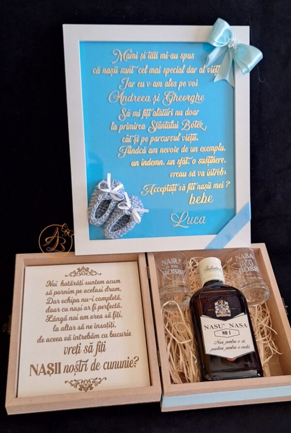 Set cadou pentru nasii de botez, model 2