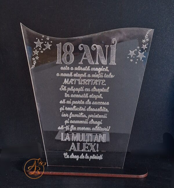 Decor trofeu gravat pentru majorat - imagine 6