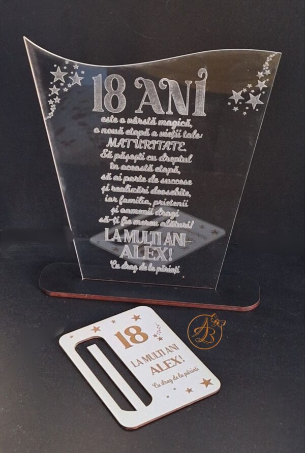 Decor trofeu gravat pentru majorat cu felicitare personalizata pentru bani - imagine 11