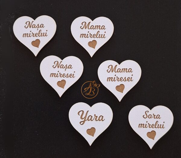 Insigne inimioare din lemn 4cm - imagine 13