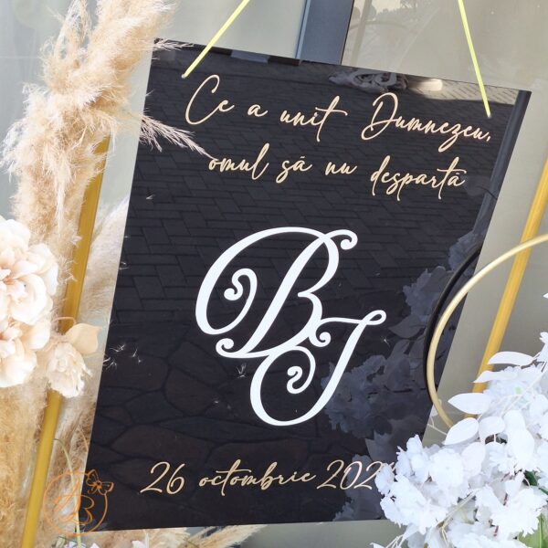Panou plexiglass negru cu initiale - imagine 5
