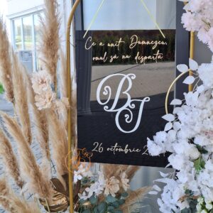 Panou plexiglass negru cu initiale