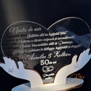 Decor trofeu gravat pentru aniversare casatorie