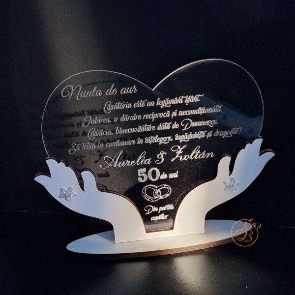 Decor trofeu gravat pentru aniversare casatorie - imagine 2