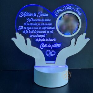 Decor trofeu gravat pentru fini, cu leduri colorate