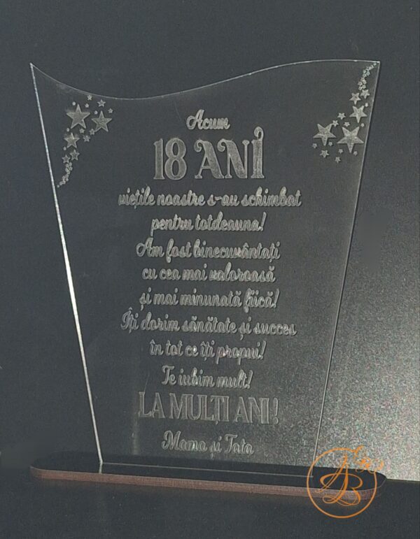 Decor trofeu gravat pentru majorat - imagine 7