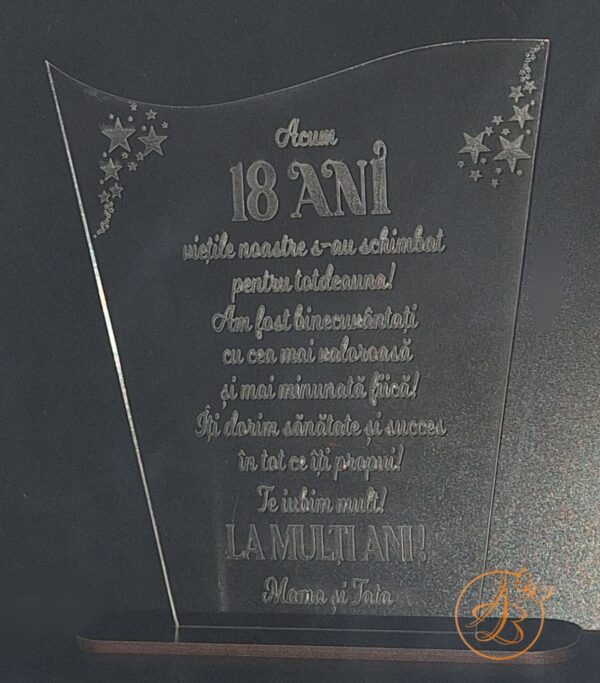 Decor trofeu gravat pentru majorat - imagine 8