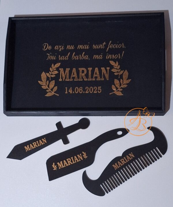 Set negru pentru mire, tava, satar, pieptene - imagine 15