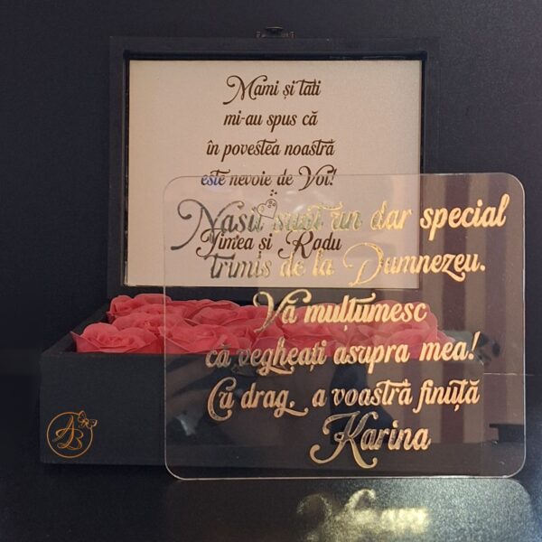 Cutie cu flori si placa plexiglass, pentru nasi - imagine 47