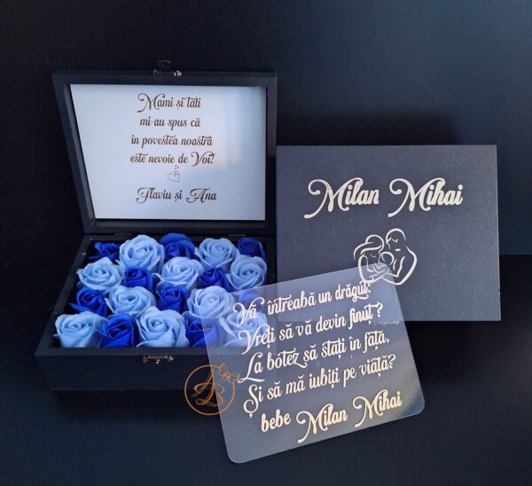 Cutie cu flori si placa plexiglass, pentru nasi - imagine 48