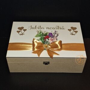 Cutie natur cu flori uscate si placa plexiglass, pentru doamne, domnisoare