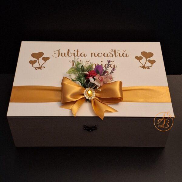 Cutie natur cu flori uscate si placa plexiglass, pentru mama - imagine 11