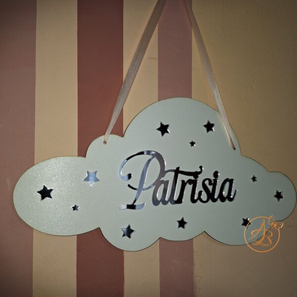 Decor norisor cu nume din oglinda argintie - imagine 3