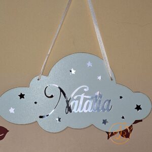 Decor norisor cu nume din oglinda argintie