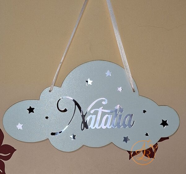Decor norisor cu nume din oglinda argintie