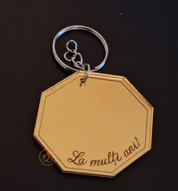 Breloc oglinda hexagon cu text - imagine 6