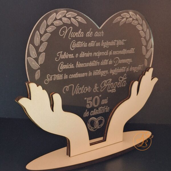 Decor trofeu gravat pentru aniversare casatorie - imagine 5