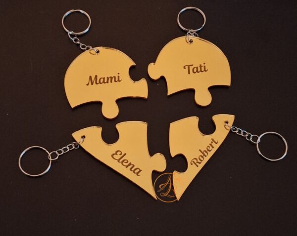 Puzzle inima din oglinda, brelocuri pentru familie - imagine 5