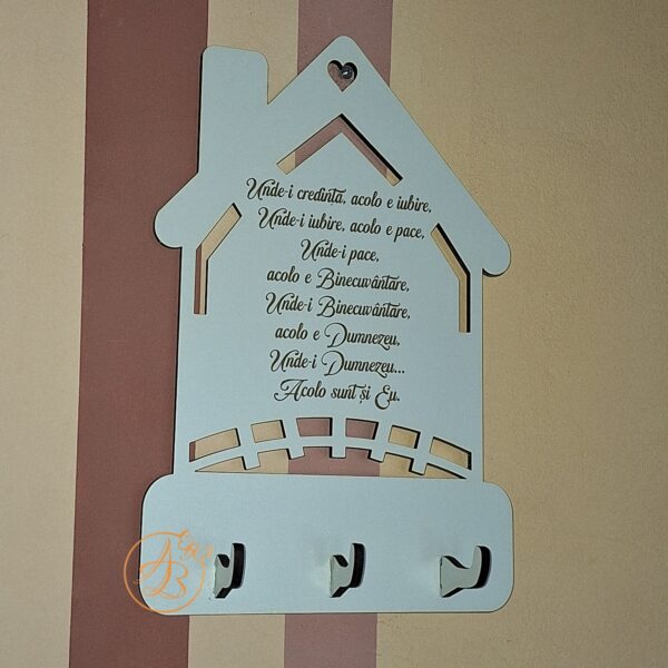 Casuta pentru chei, cuier decor perete cu binecuvantarea casei - imagine 6