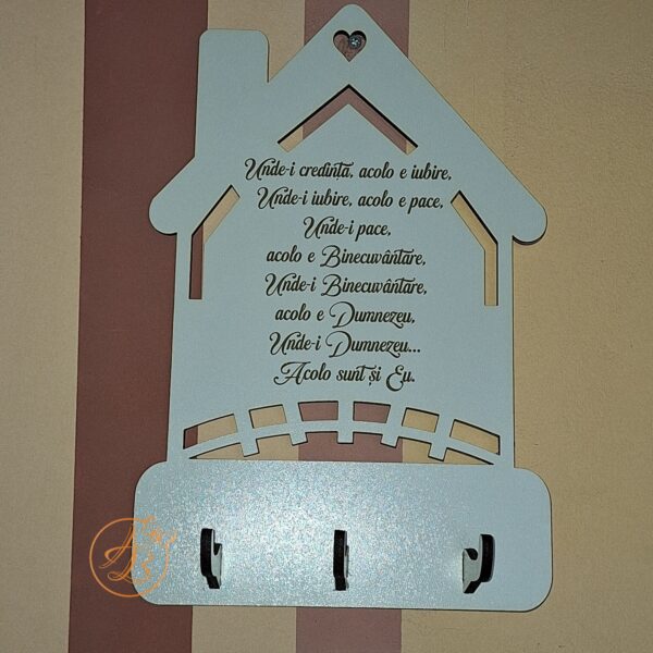 Casuta pentru chei, cuier decor perete cu binecuvantarea casei - imagine 5