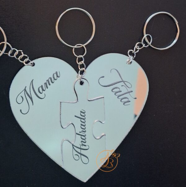 Puzzle inima din oglinda, brelocuri pentru familie - imagine 16