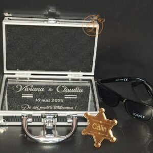 Security Ring Box - cutie metalica pentru verighete cu insigna stea