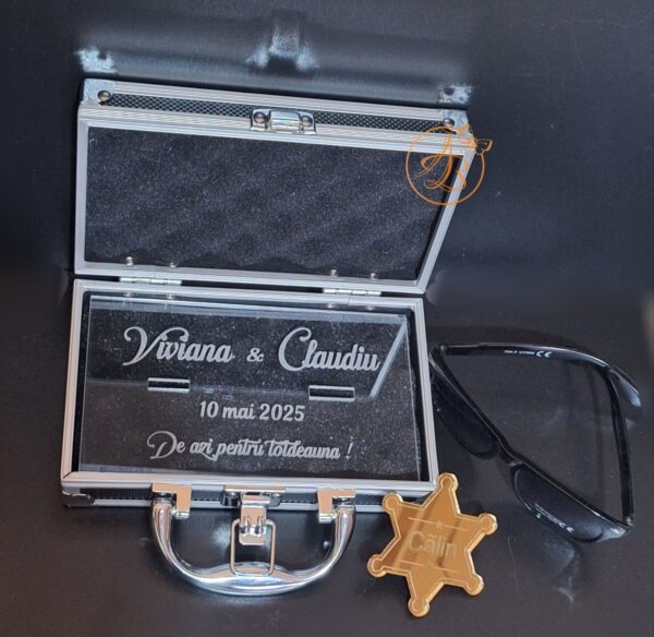 Security Ring Box - cutie metalica pentru verighete cu insigna stea