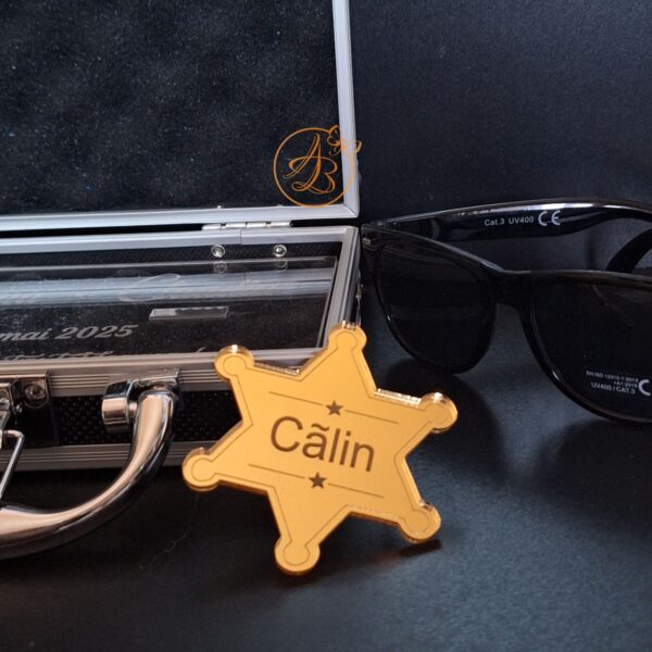 Security Ring Box - cutie metalica pentru verighete cu insigna stea - imagine 11