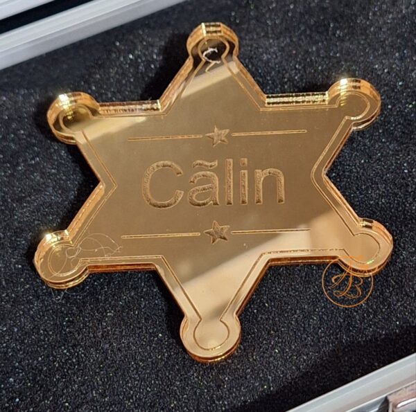 Security Ring Box - cutie metalica pentru verighete cu insigna stea - imagine 6