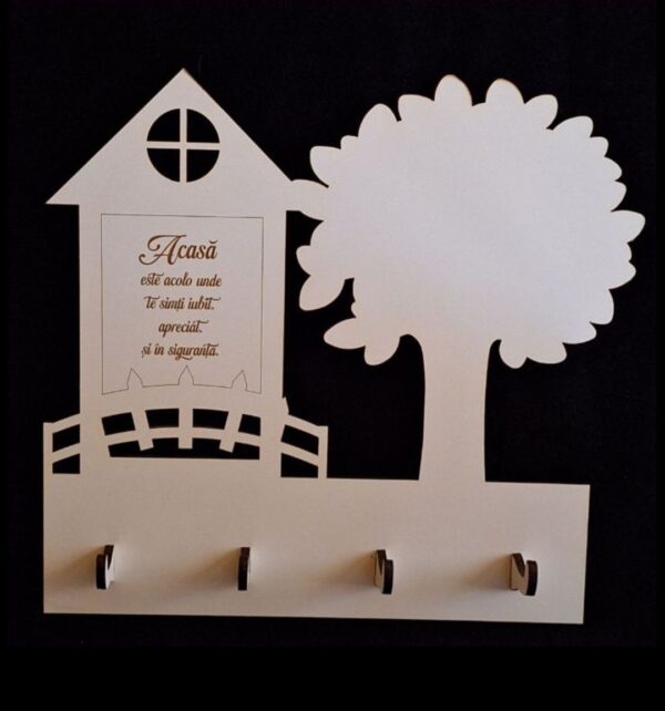 Cuier decor perete cu casuta gravata - imagine 4