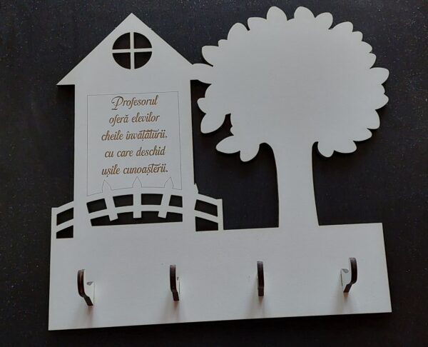 Cuier decor perete cu casuta gravata - imagine 2