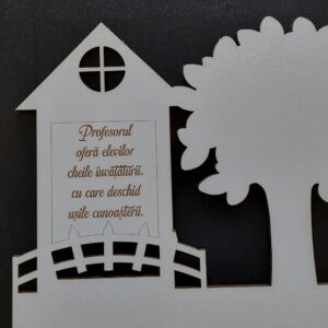 Cuier decor perete cu casuta gravata