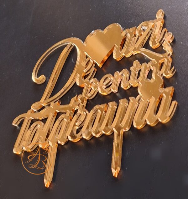 Decor tort nunta din oglinda aurie - imagine 4