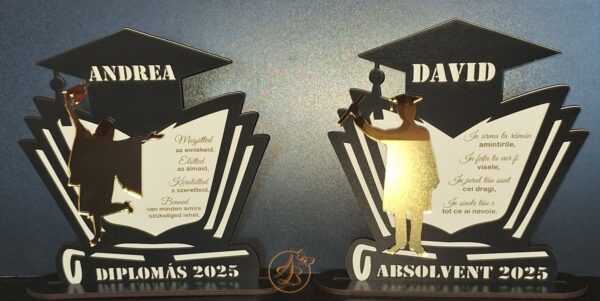 Decor cu nume, silueta oglinda si text gravat pentru absolventi - imagine 13