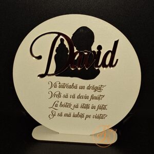 Decor cerere nasi de botez cu nume oglinda