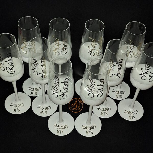 Set 2 pahare cristal, elegante, pentru miri si nasi - imagine 11