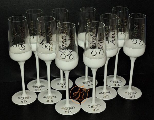 Set 2 pahare cristal, elegante, pentru miri si nasi - imagine 6