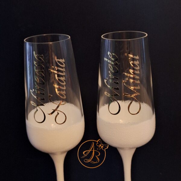 Set 2 pahare cristal, elegante, pentru miri si nasi - imagine 9