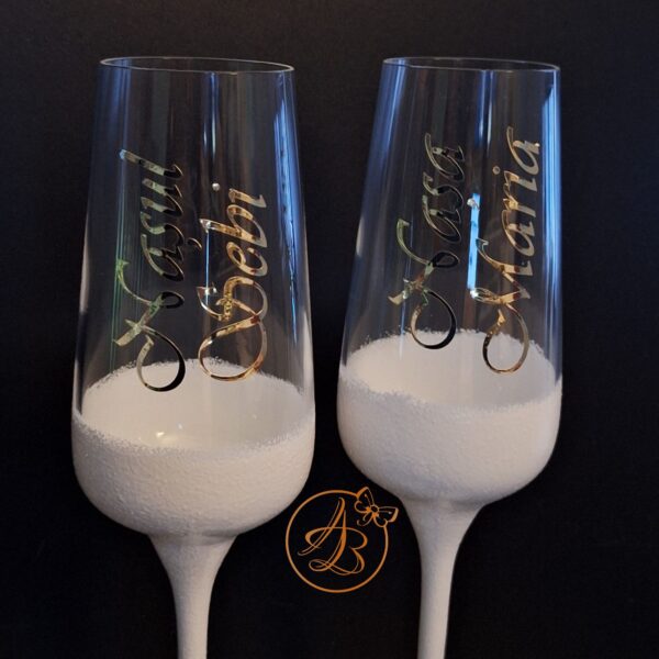 Set 2 pahare cristal, elegante, pentru miri si nasi - imagine 8