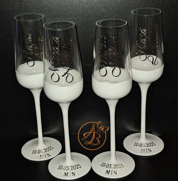 Set 2 pahare cristal, elegante, pentru miri si nasi - imagine 4