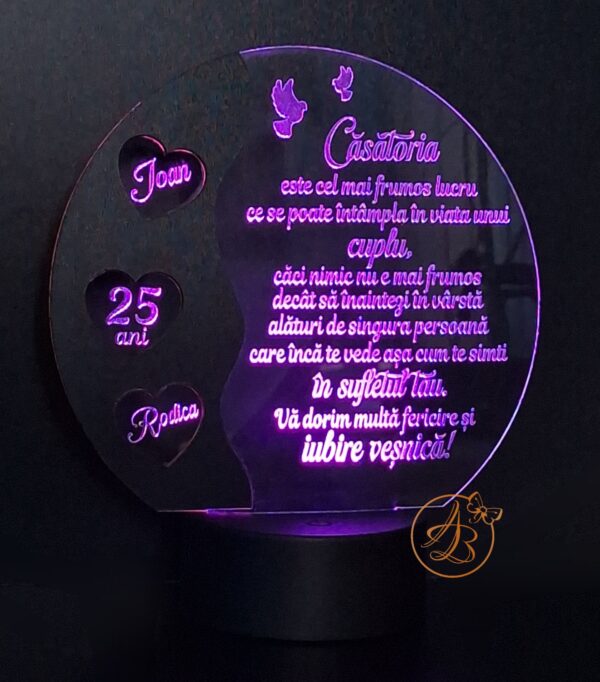 Trofeu rotund cu inimioare, cadou aniversare - imagine 8