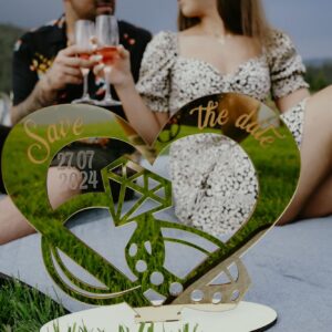 Save the date oglinda aurie si plexiglass 40cm